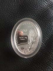 Фламинго. Монета серебряная,  500 тенге. Казахстан 2009 год